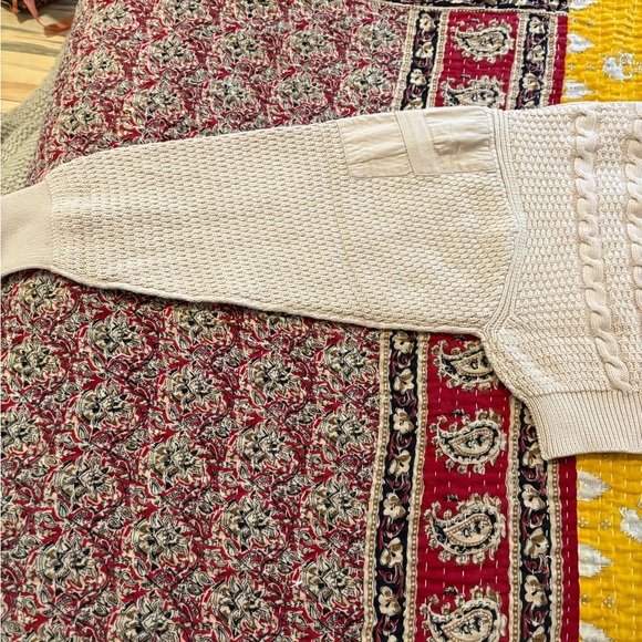 We The Free Cropped Heritage Ivory/Beige Cable Knit Cardigan - Picture 2 of 12